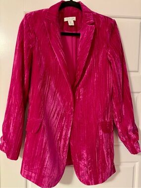 Gorgeous Rachel Zoe Fuchsia Crushed Velvet Blazer Jacket